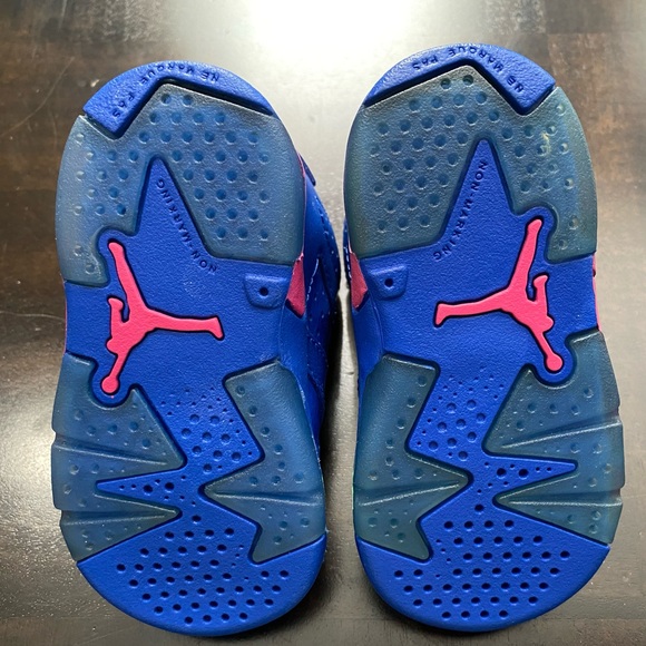 Jordan 6 Retro BT Game Royal White Vivid Pink Green Toddler Shoes 384667 439 - Picture 6 of 16